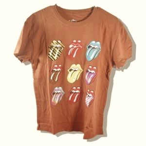 The Rolling Stones Women's Camel/Brown Multi Logo Graphic T-Shirt